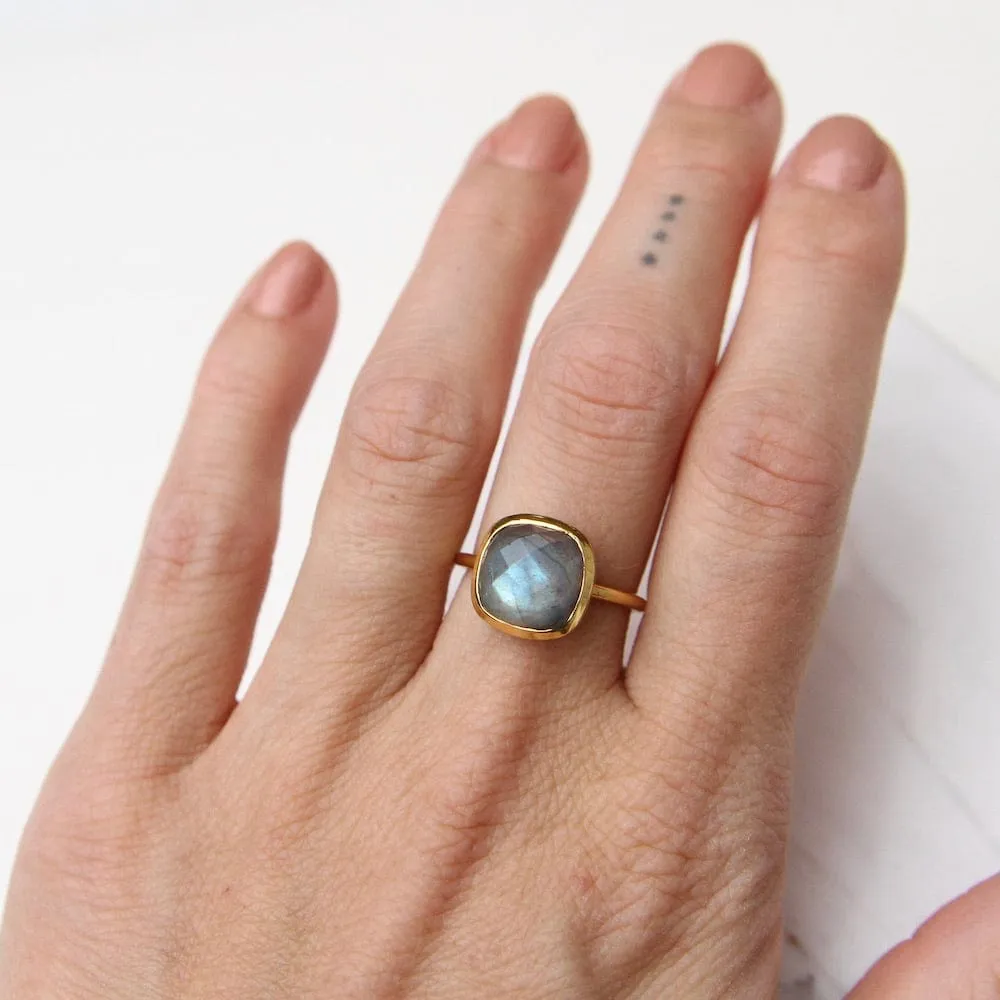 Labradorite Asha Square Adjustable Ring