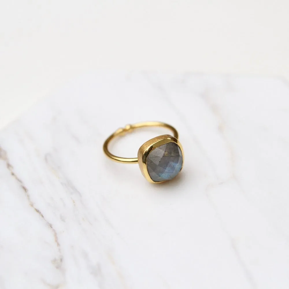 Labradorite Asha Square Adjustable Ring