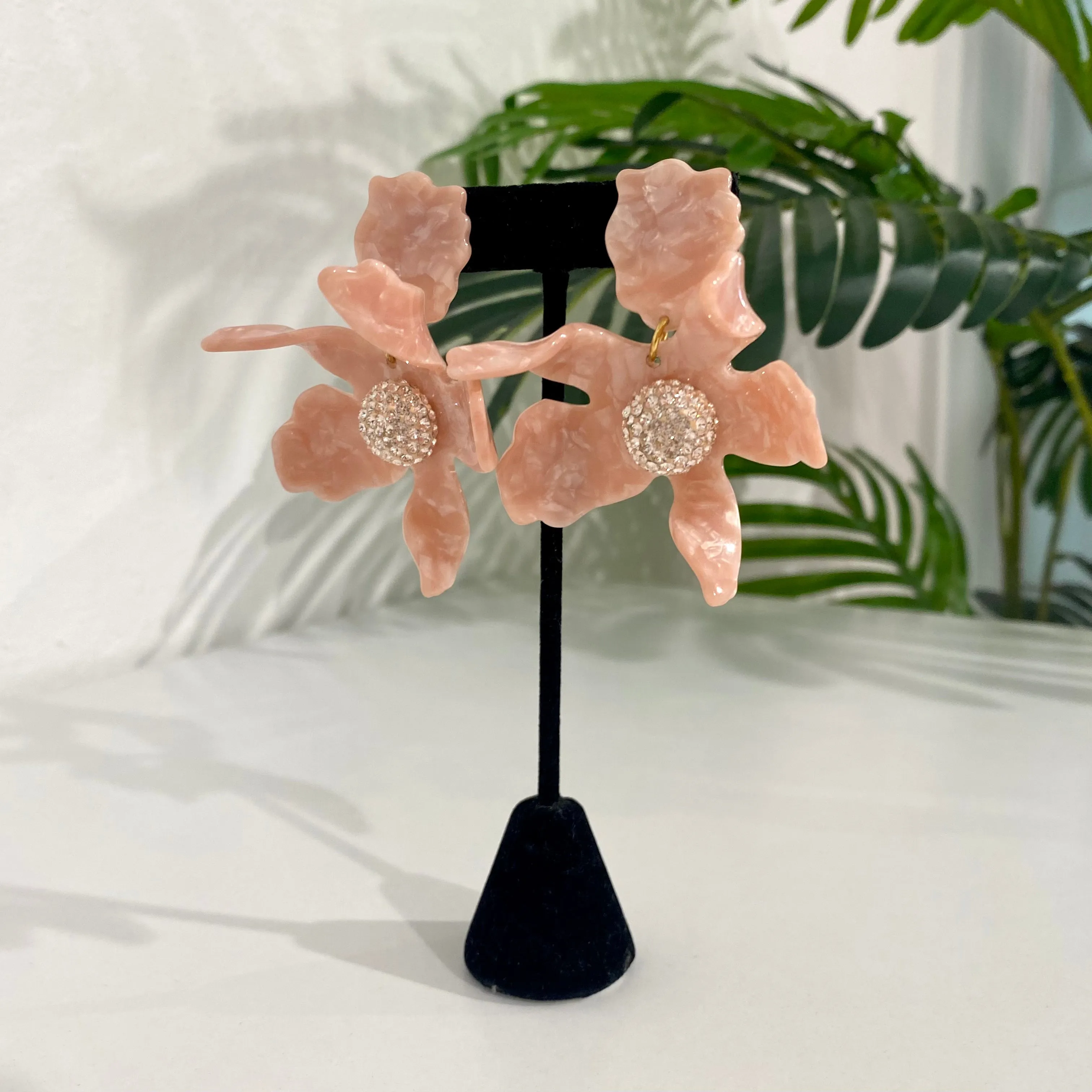 Lele Sadoughi Pink Lily Flower Earrings