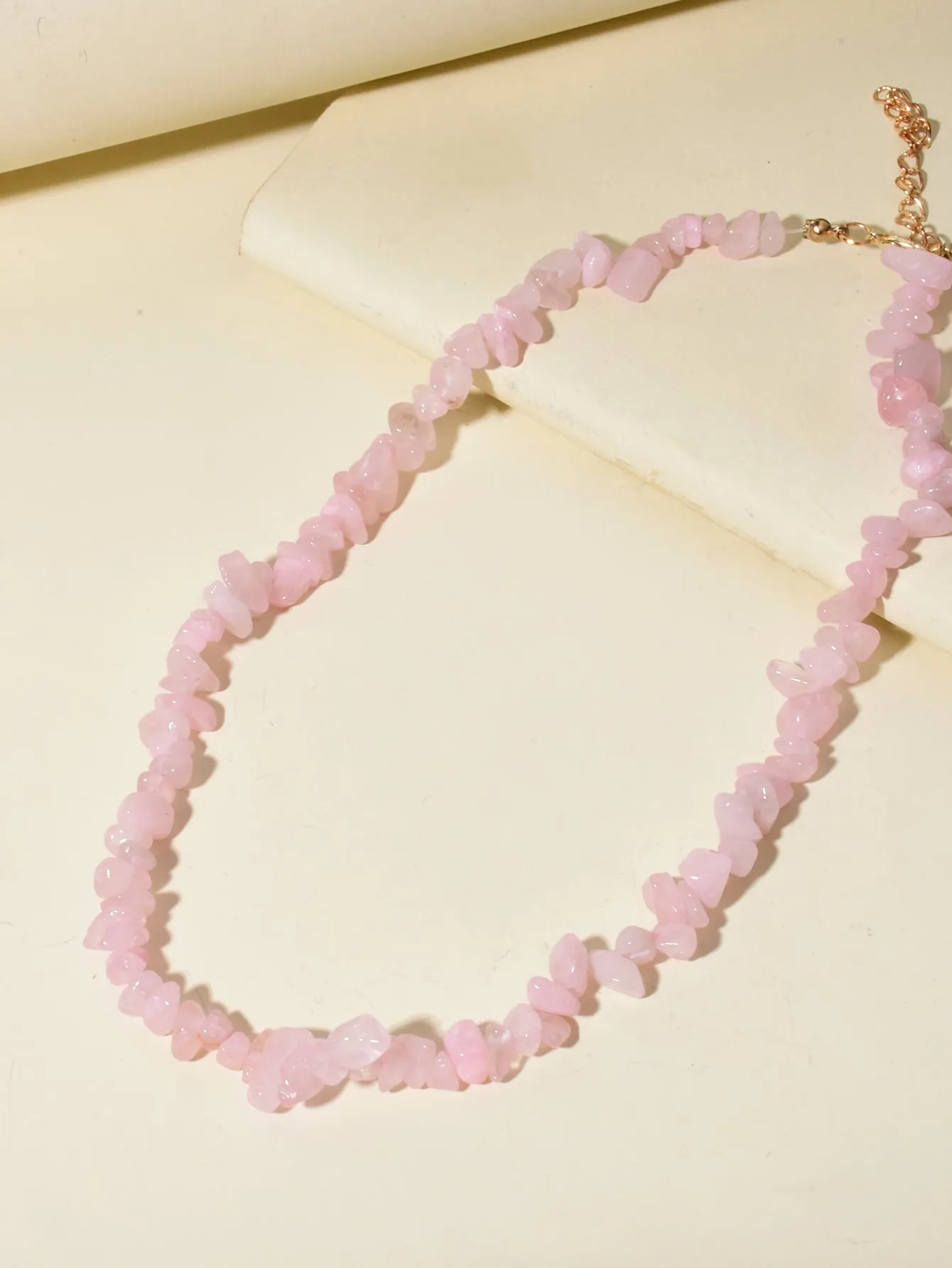 Light Pink Stone Beaded Necklace for Women Girls Accessories Jewelry Gifts Gift