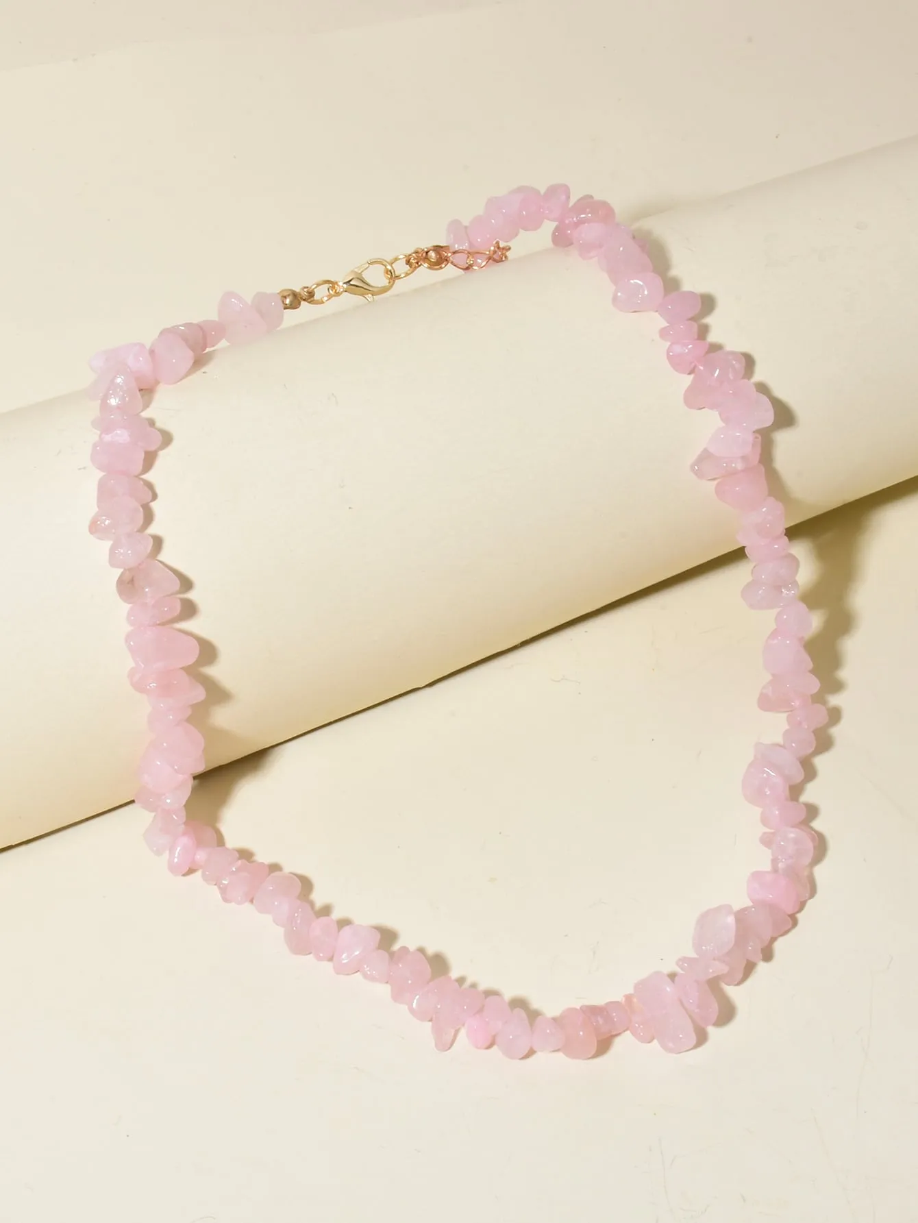 Light Pink Stone Beaded Necklace for Women Girls Accessories Jewelry Gifts Gift