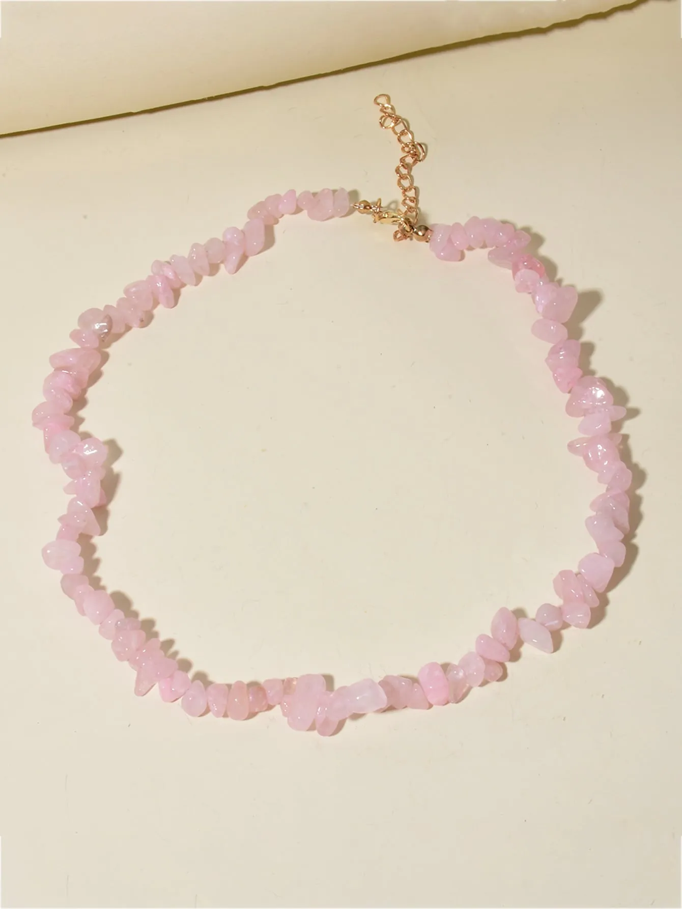 Light Pink Stone Beaded Necklace for Women Girls Accessories Jewelry Gifts Gift