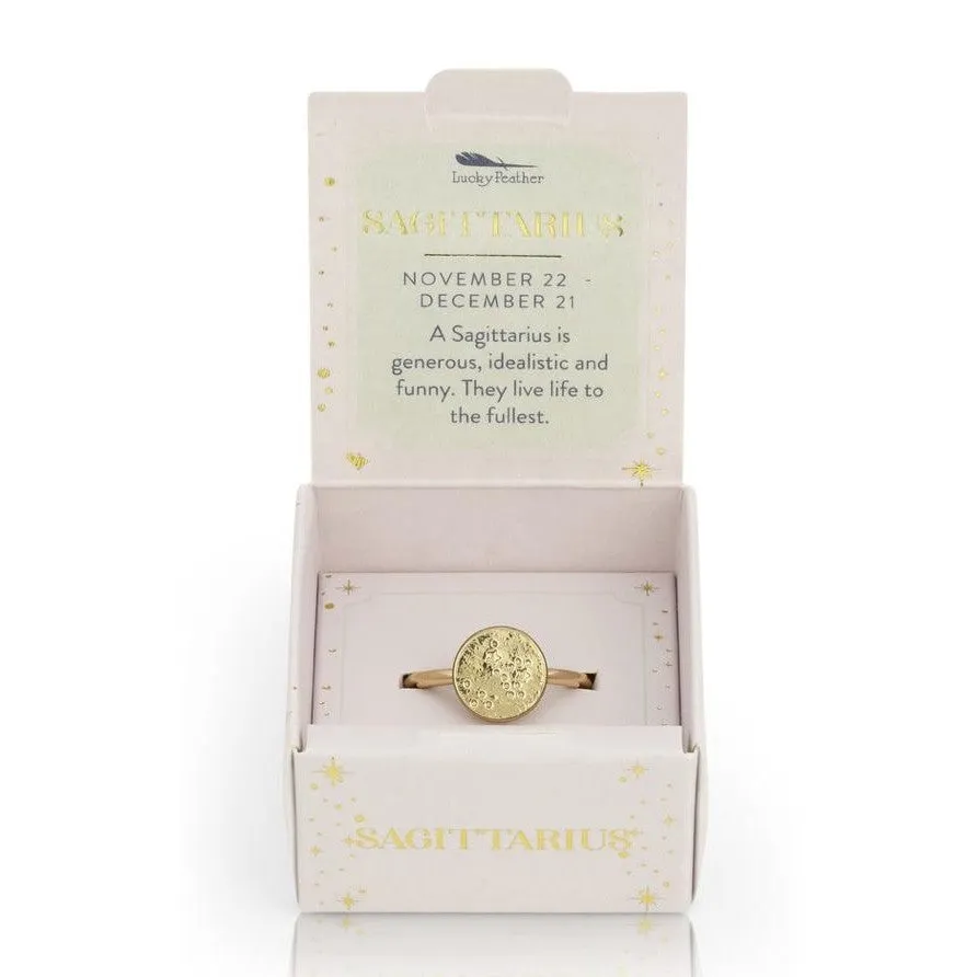 Lucky Feather Zodiac Signet Ring - Sagittarius