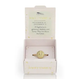 Lucky Feather Zodiac Signet Ring - Sagittarius