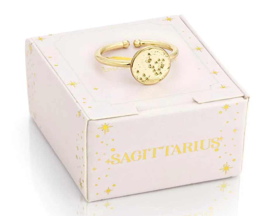 Lucky Feather Zodiac Signet Ring - Sagittarius