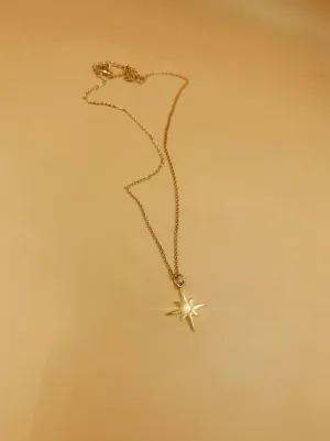 Medium Pointed Star Pendant Brass Necklace