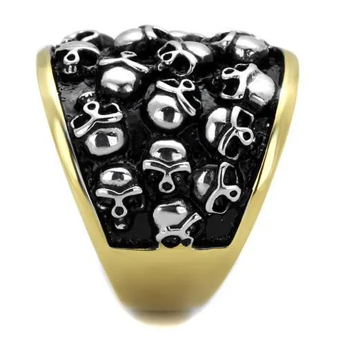 Mens Black Gold Skulls Stainless Steel No Stone Rings