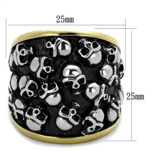 Mens Black Gold Skulls Stainless Steel No Stone Rings