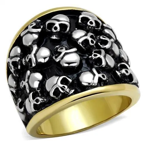 Mens Black Gold Skulls Stainless Steel No Stone Rings