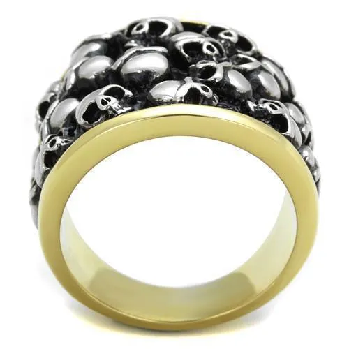 Mens Black Gold Skulls Stainless Steel No Stone Rings