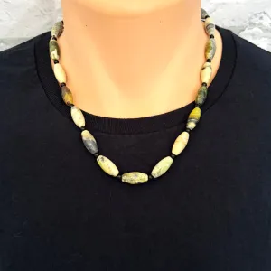 Mens Yellow Turquoise and Black Toho Beaded Necklace