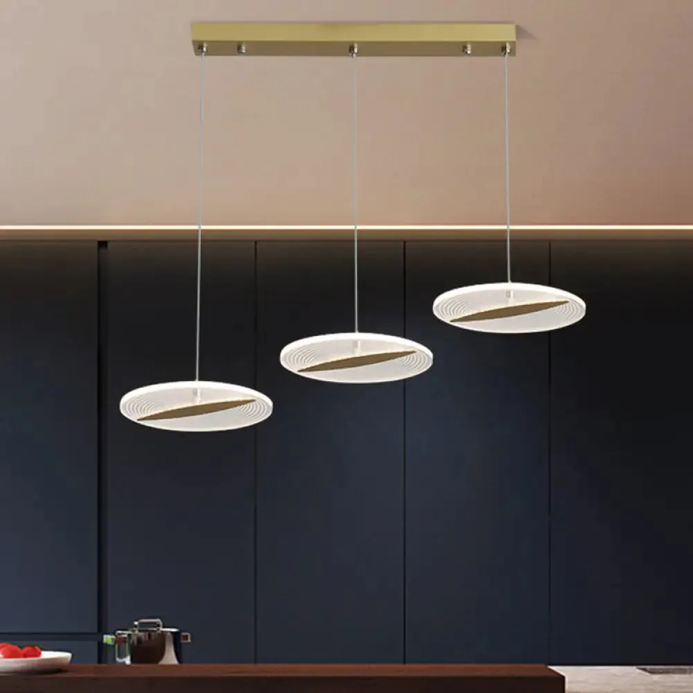 Minimalist Acrylic 3-Head LED Ceiling Pendant in White/Black/Gold - Dining Room Fixture