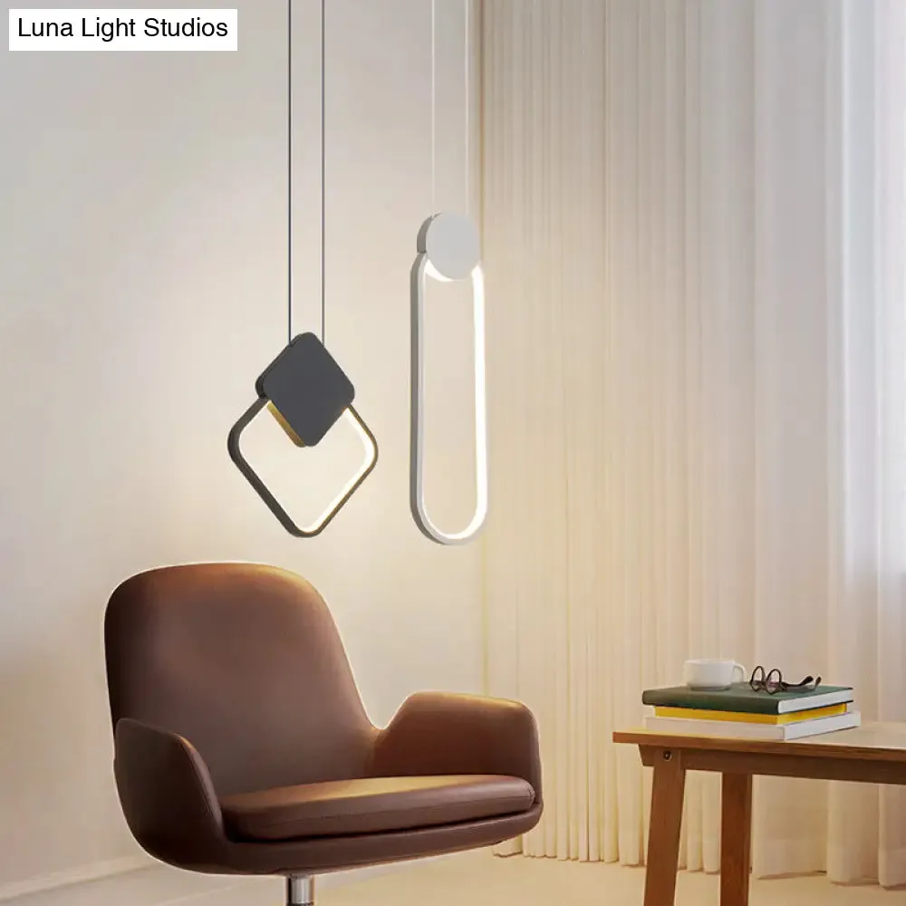 Minimalist Acrylic Pendant Light: Oval/Round/Square Shape, LED, Black/White