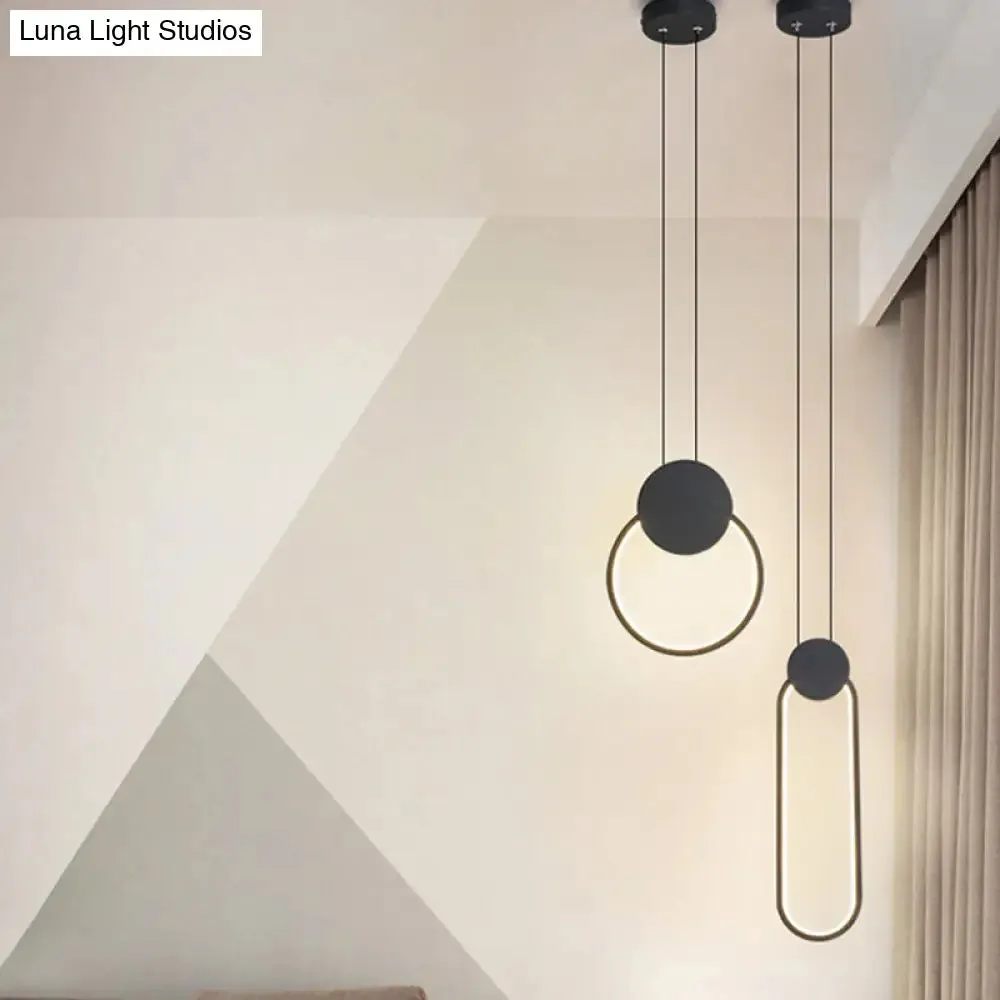 Minimalist Acrylic Pendant Light: Oval/Round/Square Shape, LED, Black/White