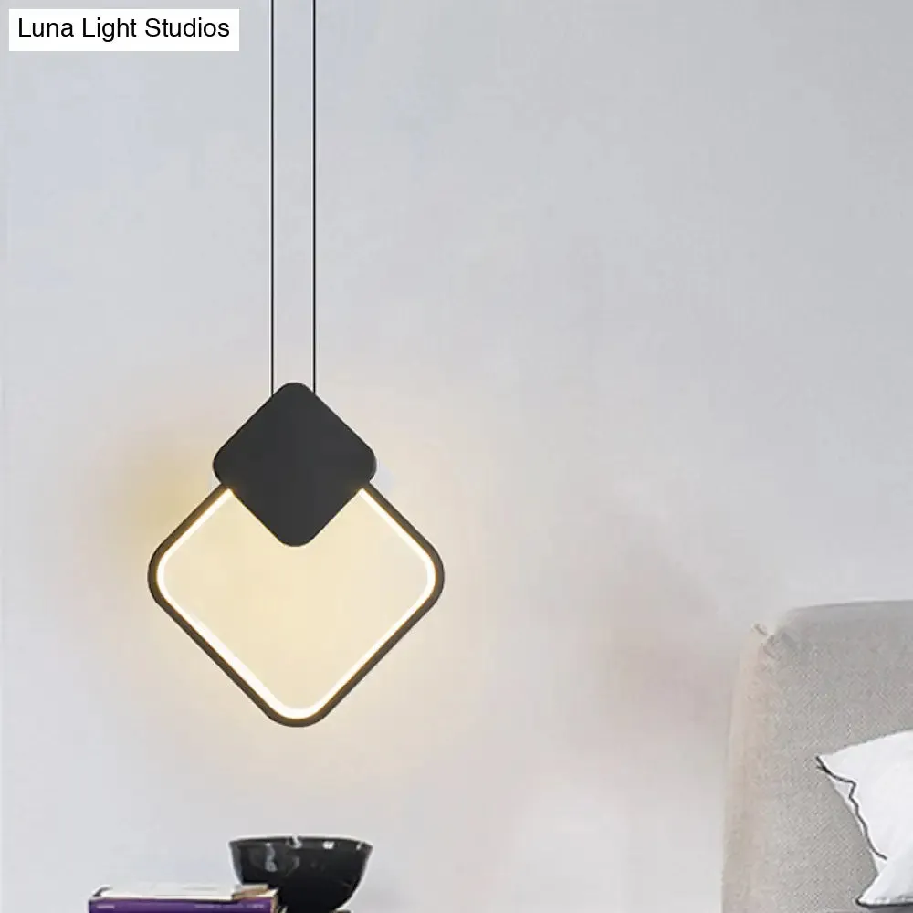 Minimalist Acrylic Pendant Light: Oval/Round/Square Shape, LED, Black/White