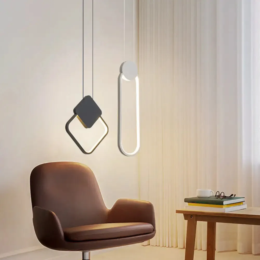 Minimalist Acrylic Pendant Light: Oval/Round/Square Shape, LED, Black/White