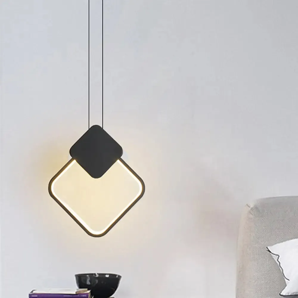 Minimalist Acrylic Pendant Light: Oval/Round/Square Shape, LED, Black/White