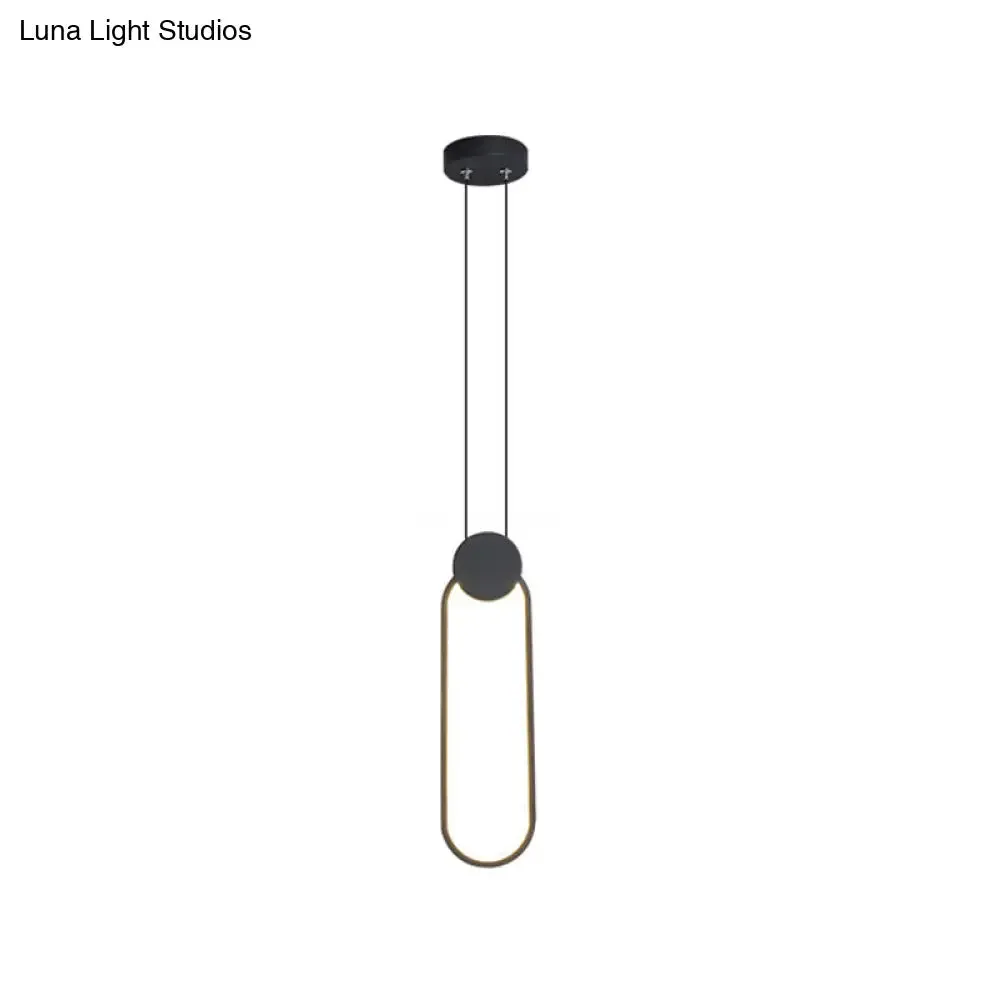 Minimalist Black Ellipse Pendant LED Ceiling Lamp in Warm/White Light