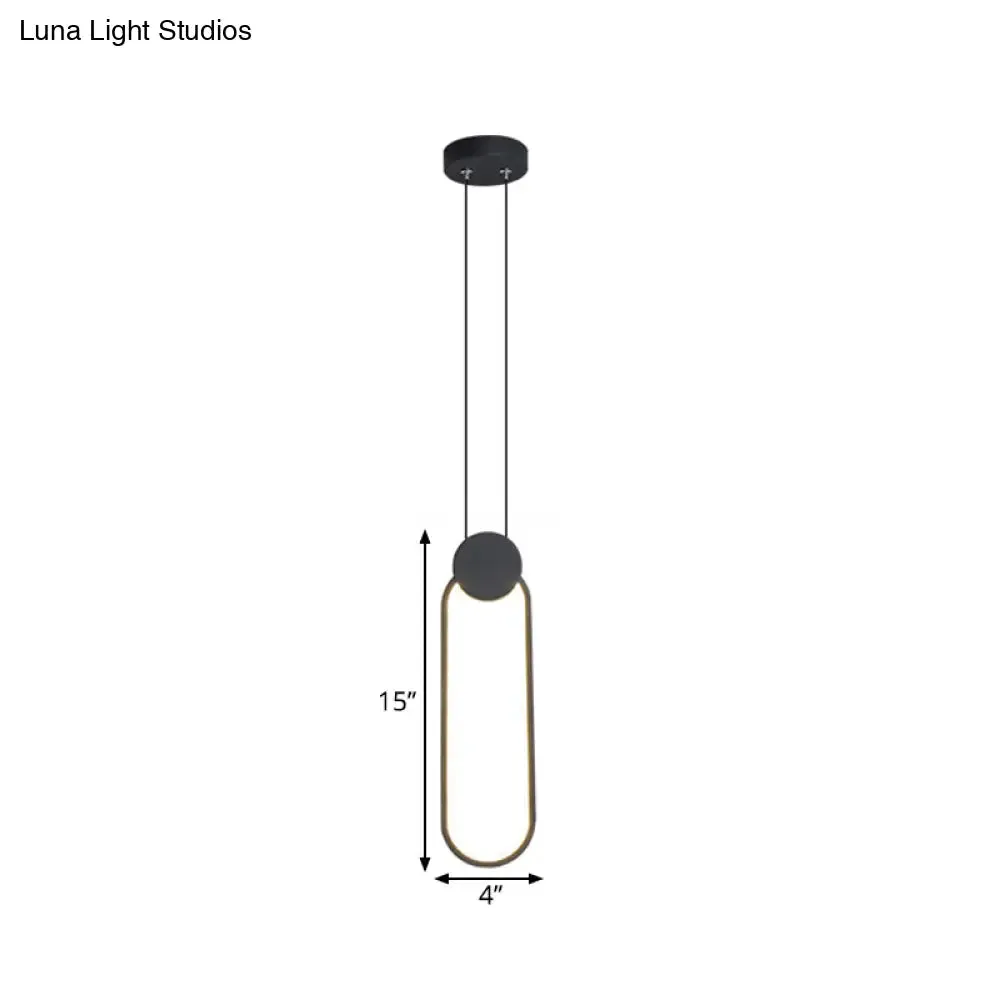 Minimalist Black Ellipse Pendant LED Ceiling Lamp in Warm/White Light