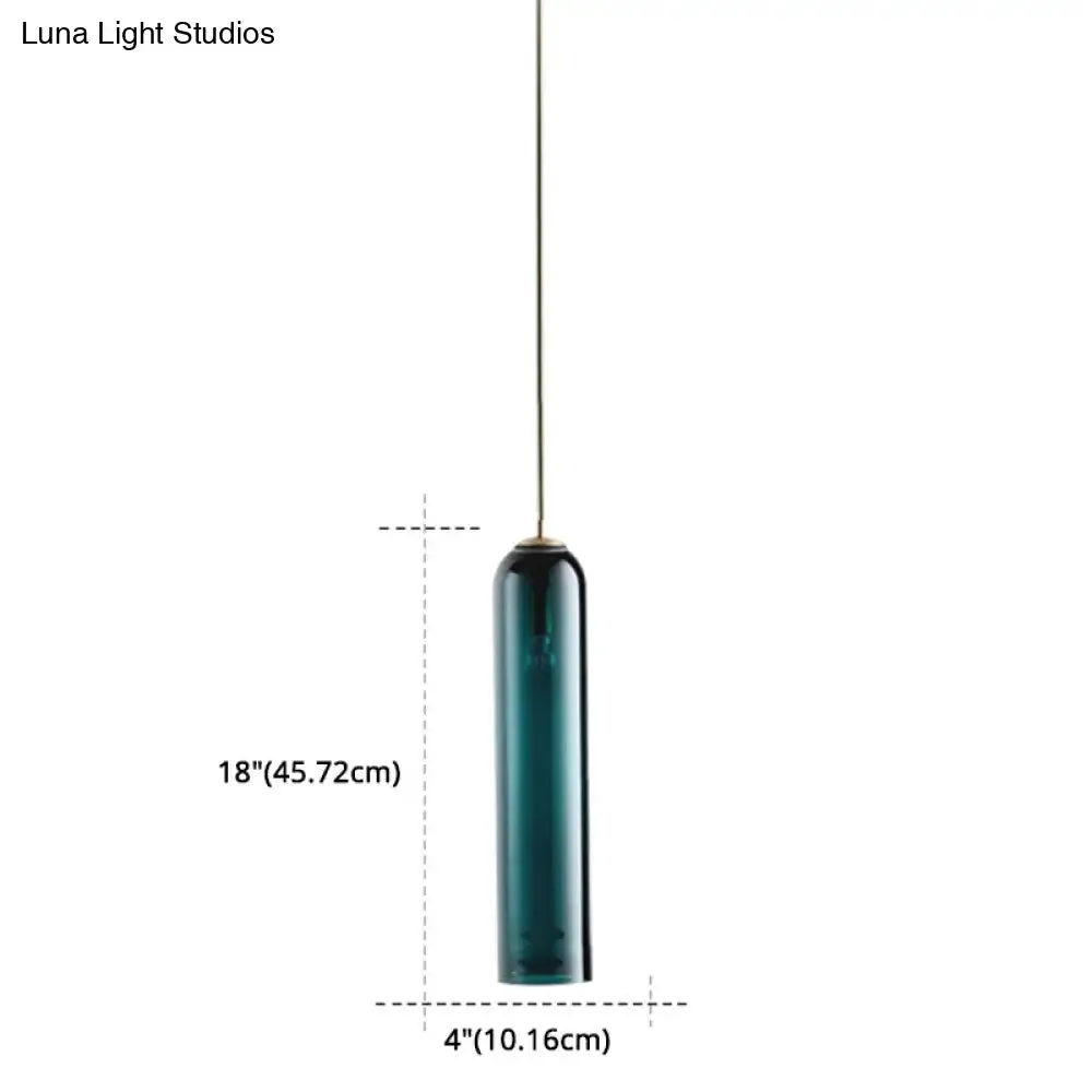 Minimalist Glass Hanging Light - 17.7" Height, Tube-shaped, 1 Light Bedside Pendant with Adjustable Cord (47")