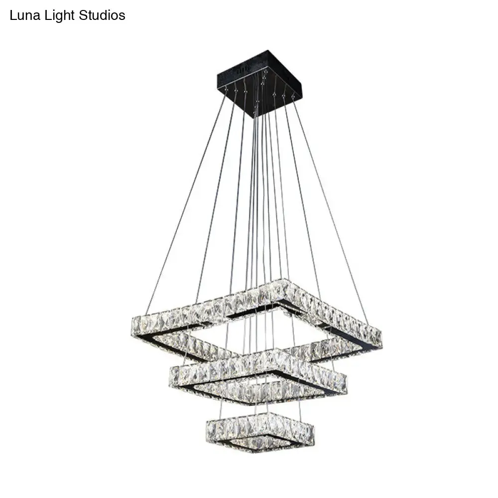 Minimalist LED Black Crystal Ceiling Chandelier Pendant Light Fixture