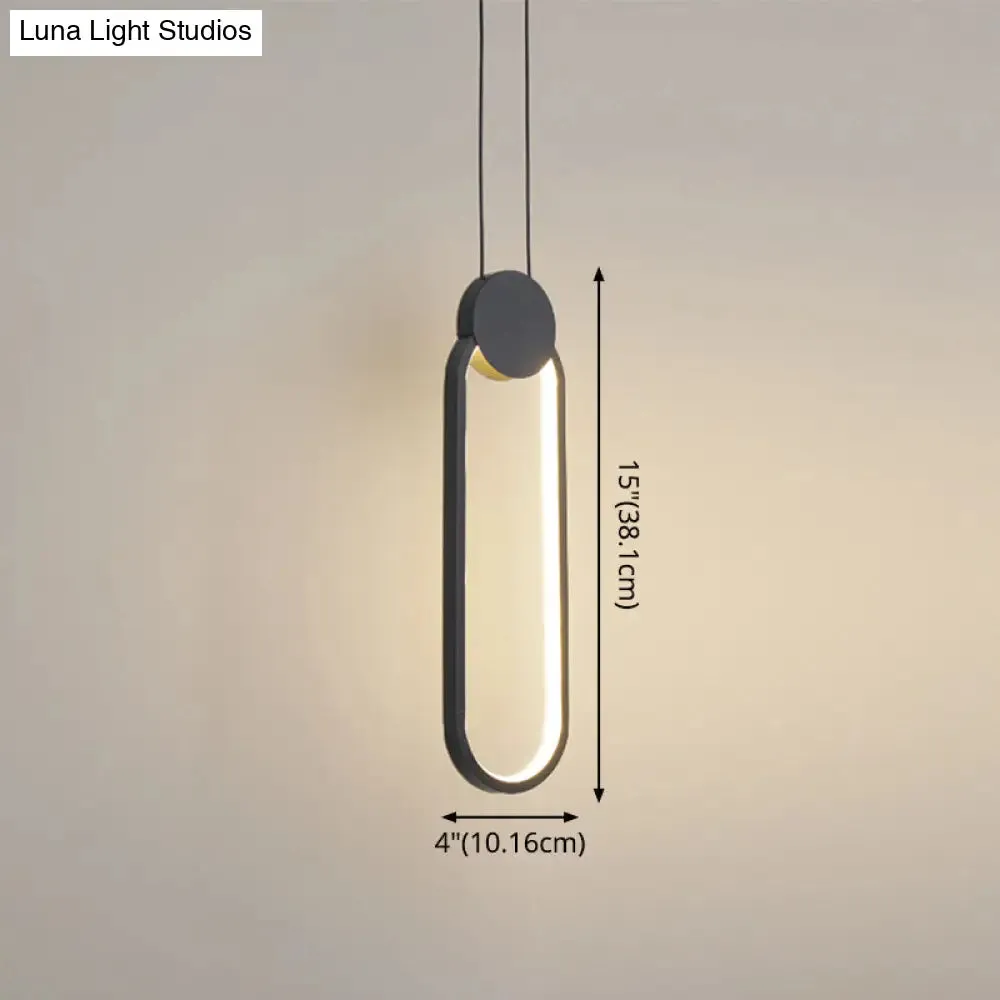 Minimalist LED Pendant Bedroom Lamps – Black Metal Ring Design