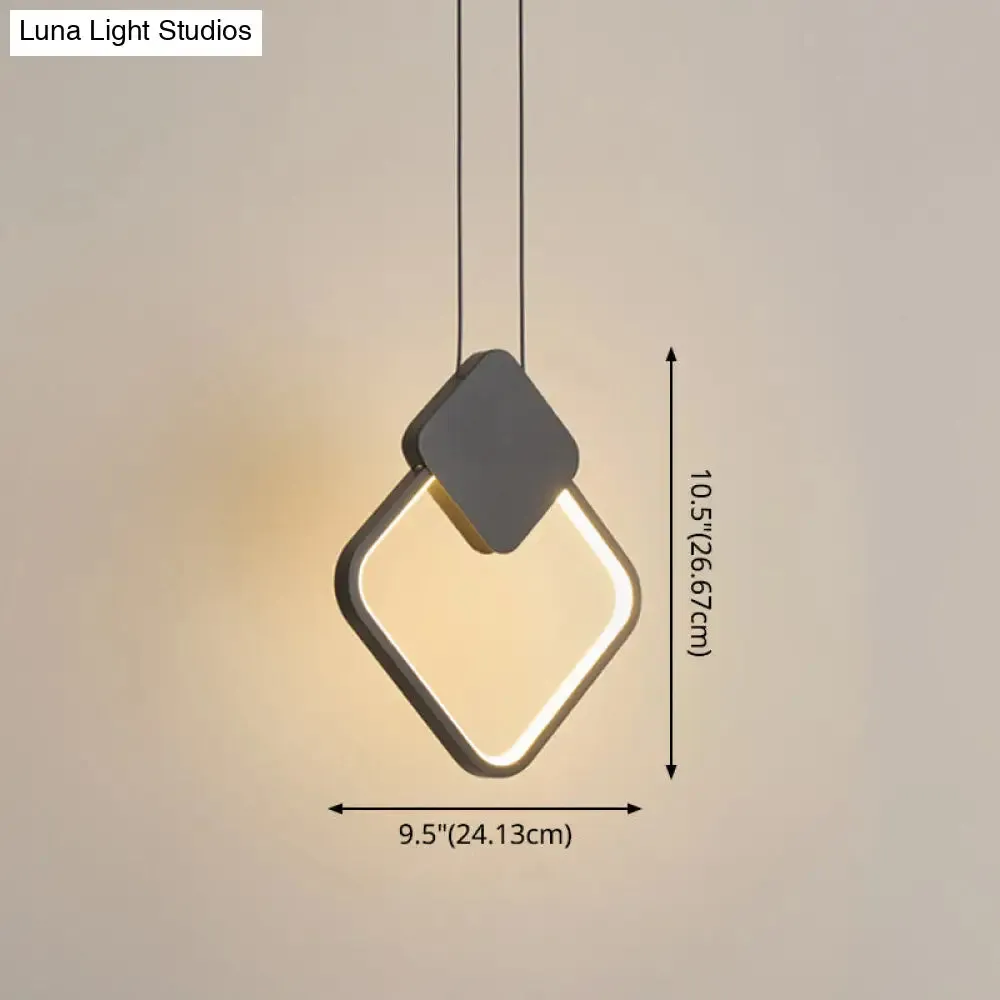 Minimalist LED Pendant Bedroom Lamps – Black Metal Ring Design