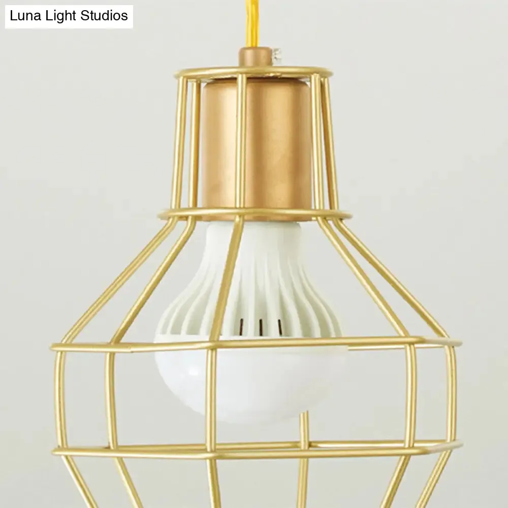 Minimalist Metallic Grenade Cage Ceiling Light - 5 Bulbs Staircase Suspension Lighting