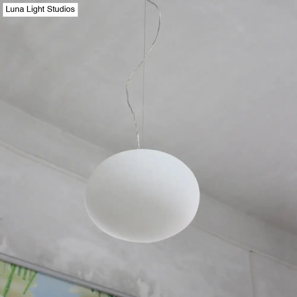 Minimalist White Glass Oval Pendant Lamp - 1 Head, 9.5"/18" Wide Hanging Light for Dining Room