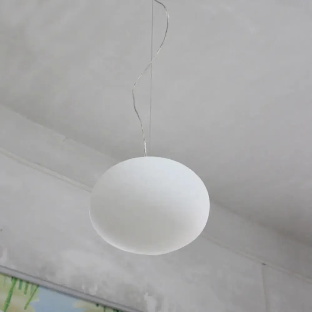 Minimalist White Glass Oval Pendant Lamp - 1 Head, 9.5"/18" Wide Hanging Light for Dining Room