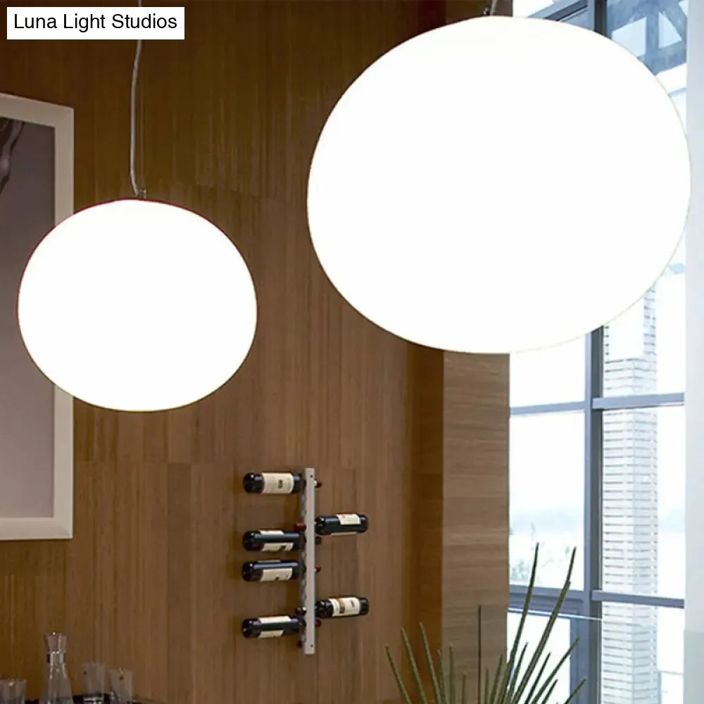 Minimalist White Glass Oval Pendant Lamp - 1 Head, 9.5"/18" Wide Hanging Light for Dining Room