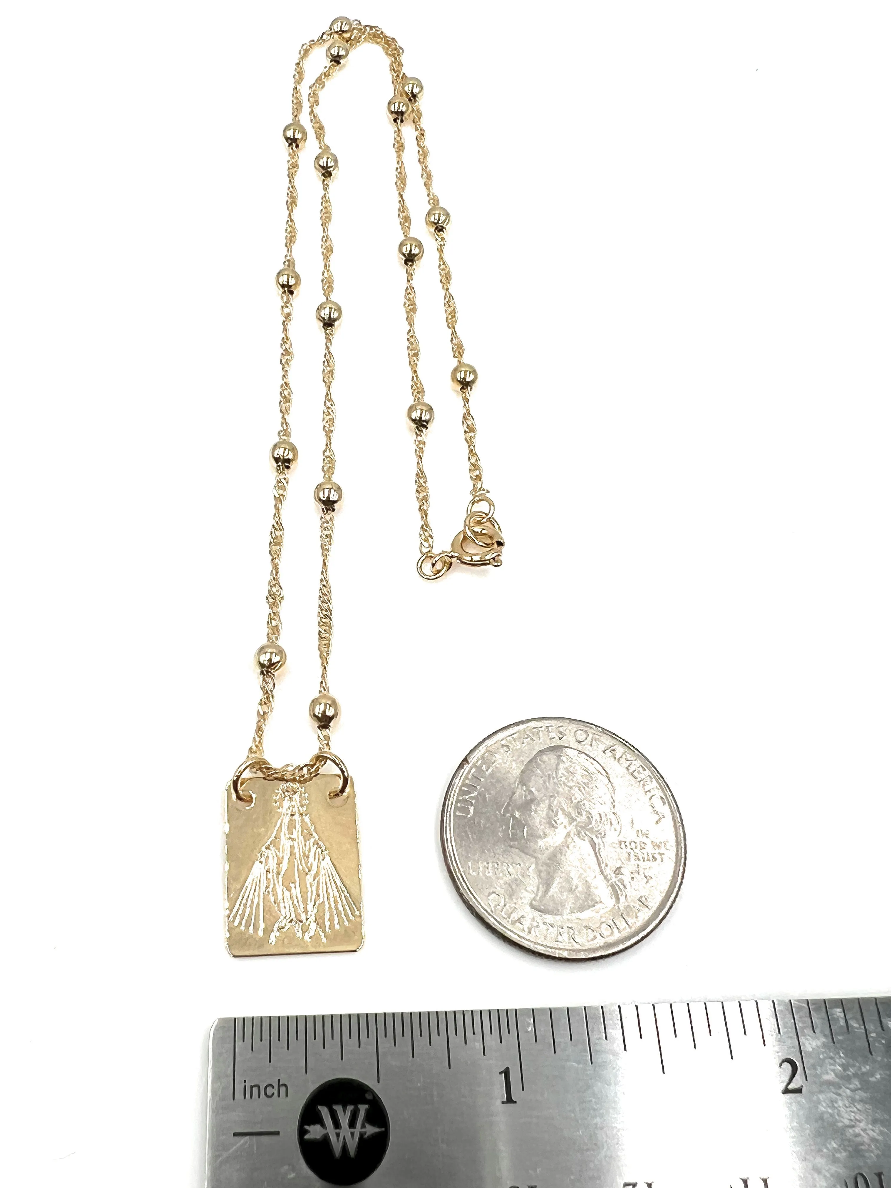 Miraculous Virgin Medal Scapular Necklace 17 inches Chain