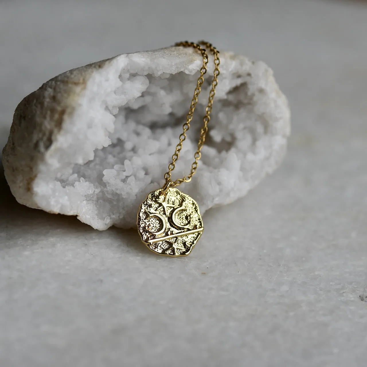 Moon Goddess Necklace in Gold