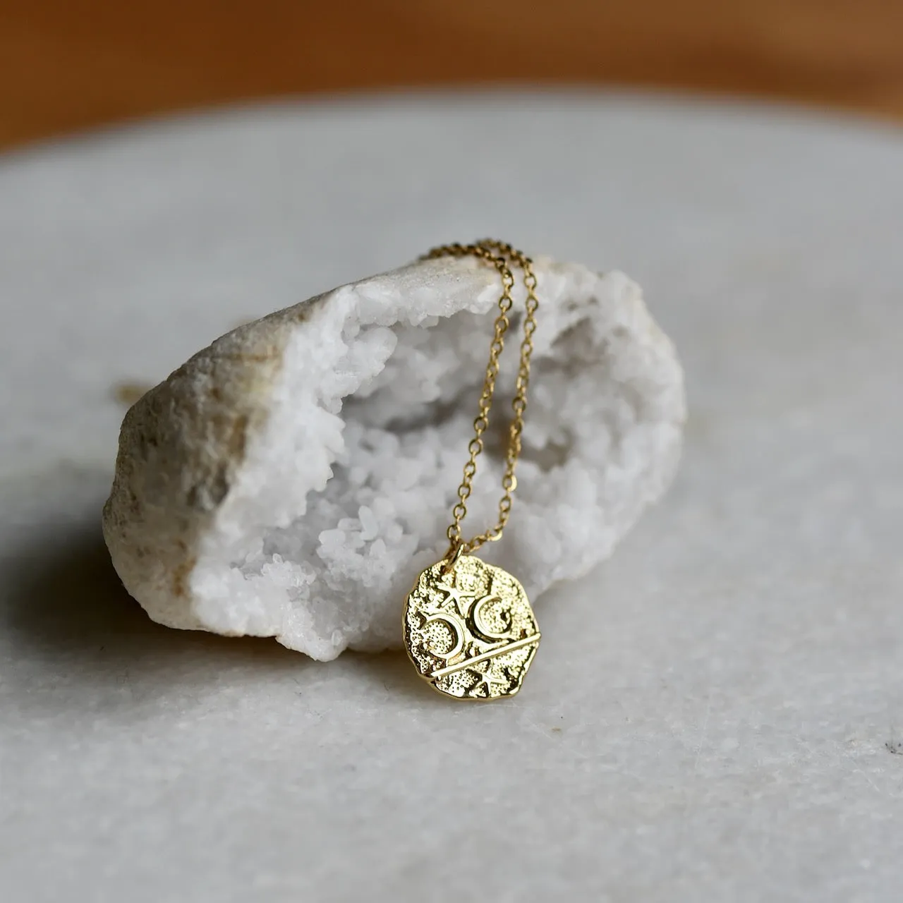 Moon Goddess Necklace in Gold