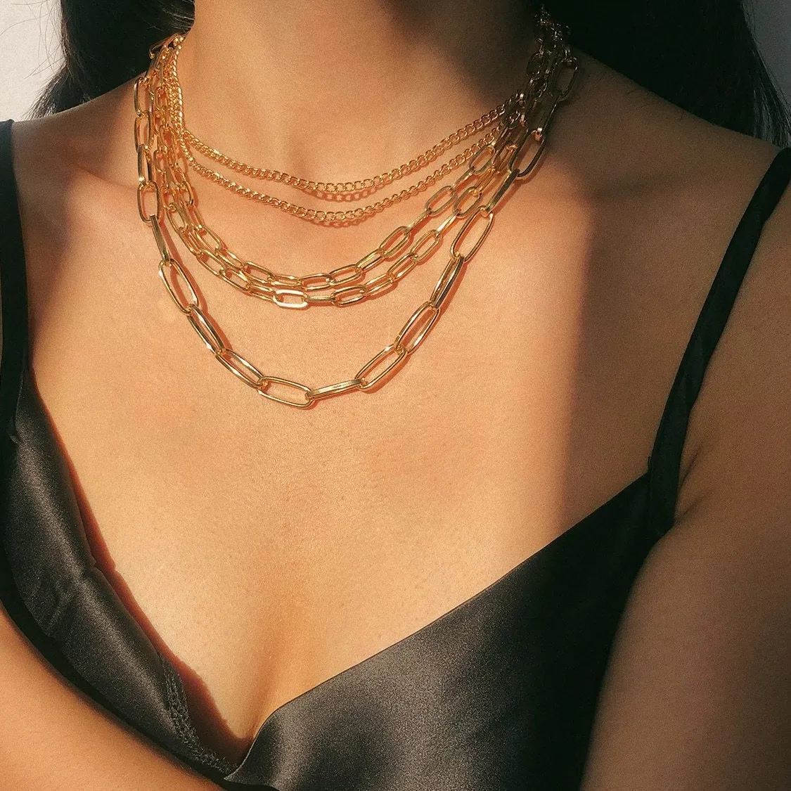 Multi Layer Gold link Necklace