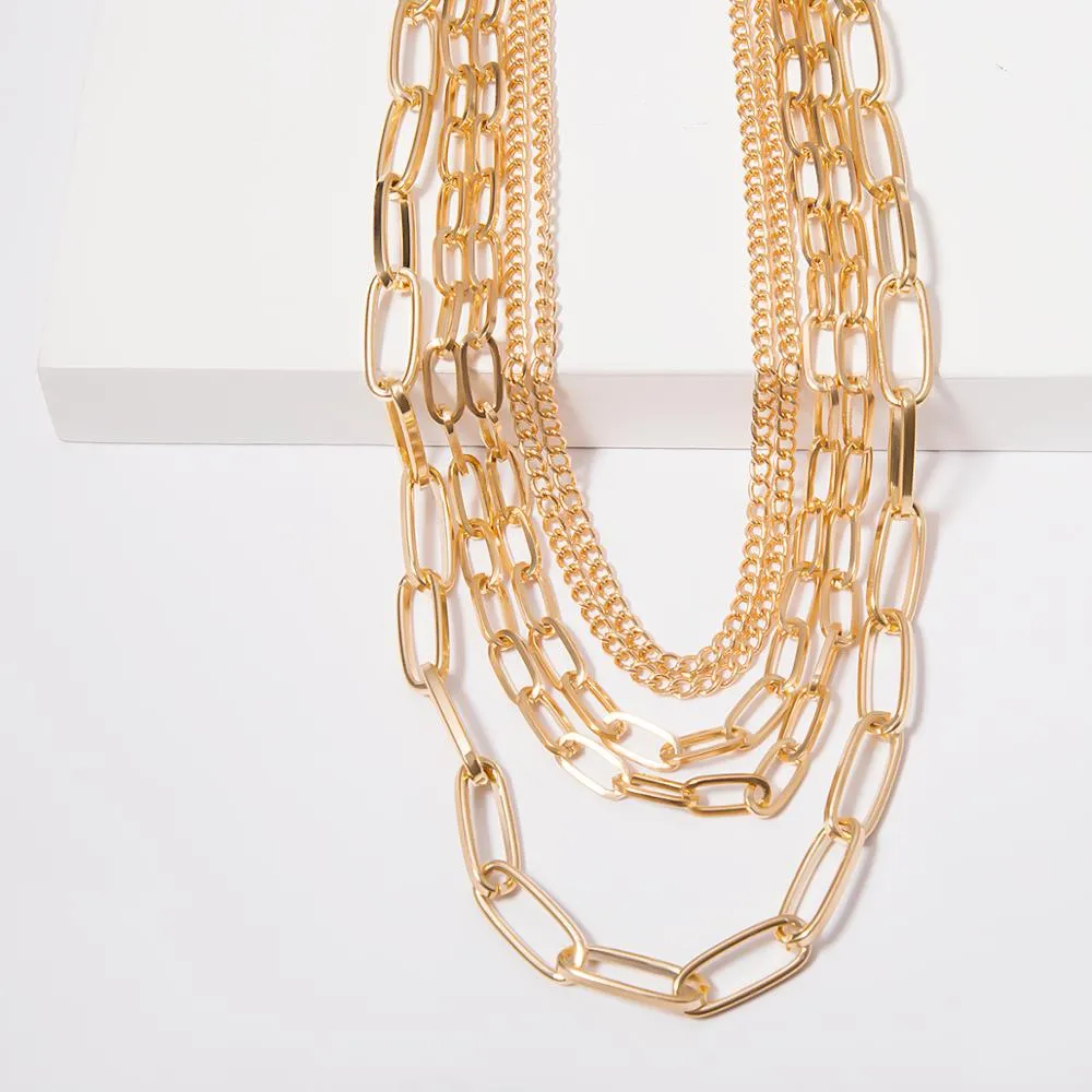 Multi Layer Gold link Necklace