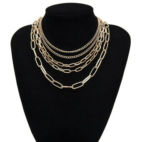 Multi Layer Gold link Necklace