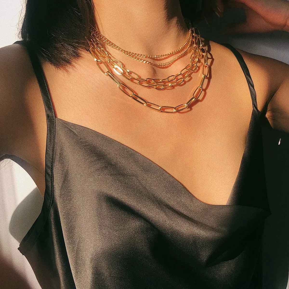 Multi Layer Gold link Necklace