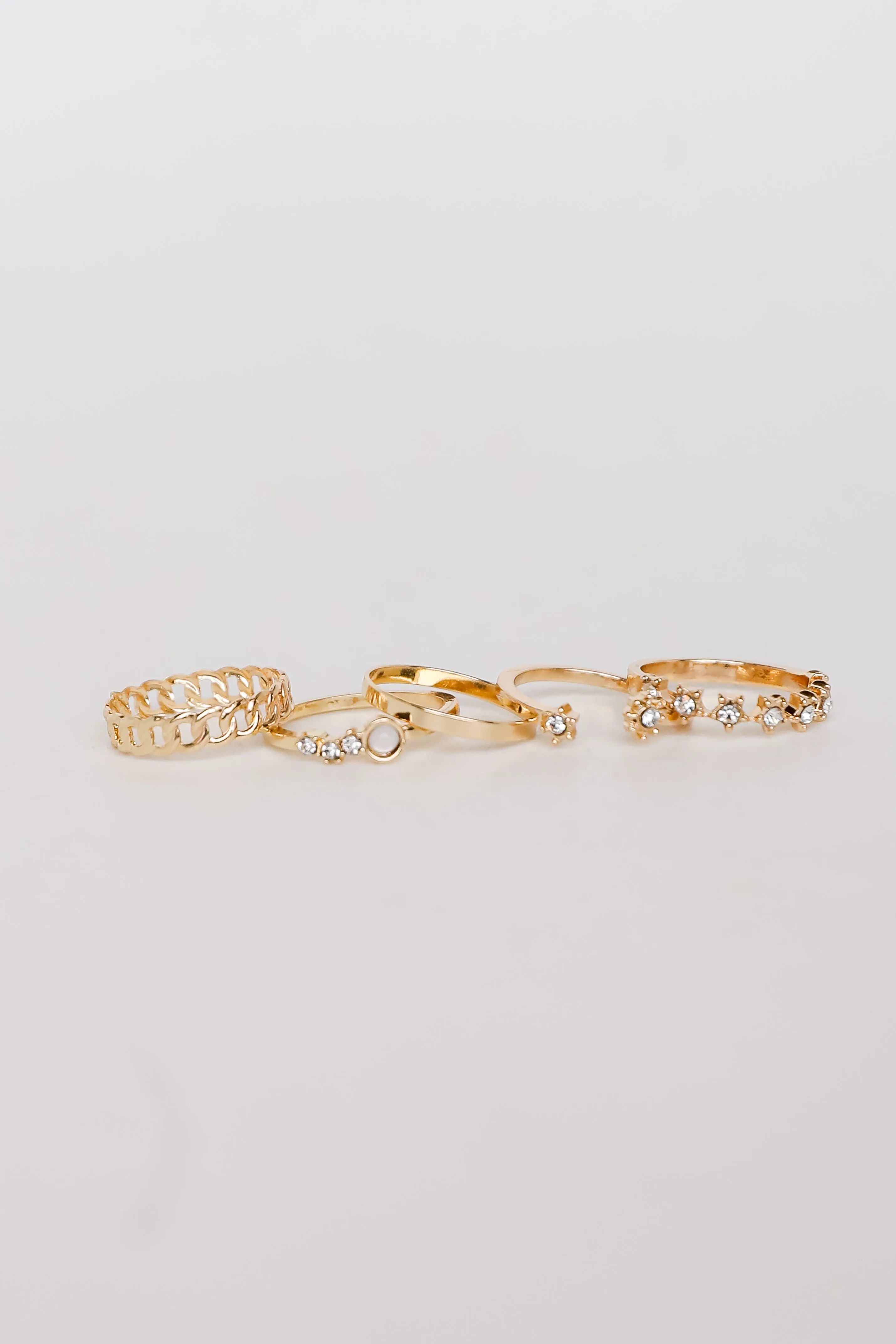 Natalie Gold Rhinestone Ring Set