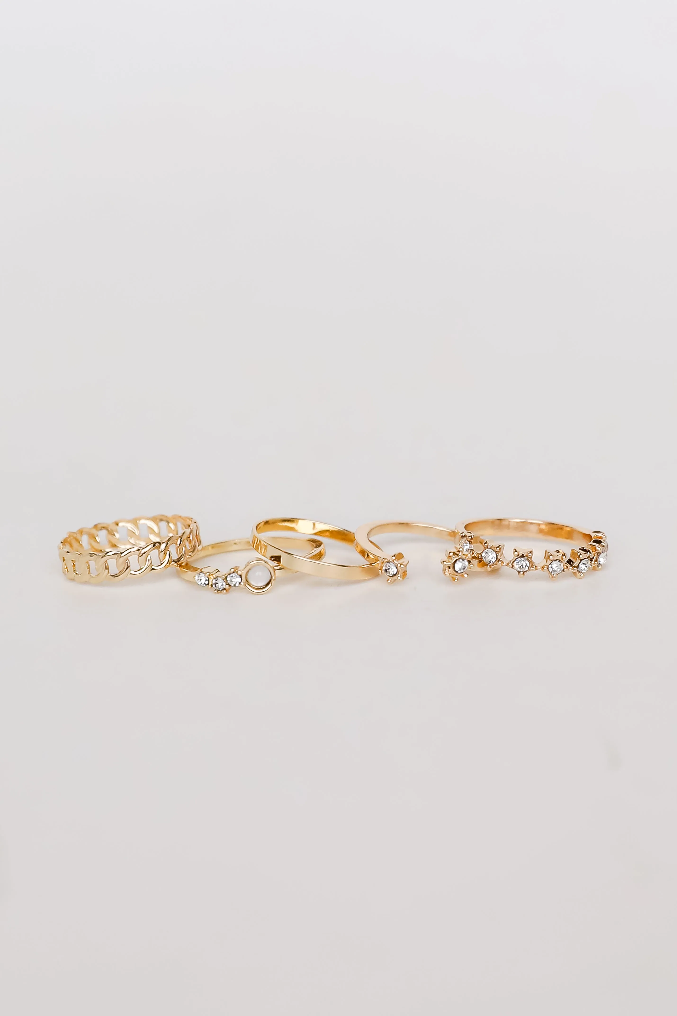 Natalie Gold Rhinestone Ring Set