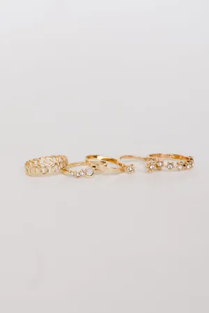 Natalie Gold Rhinestone Ring Set