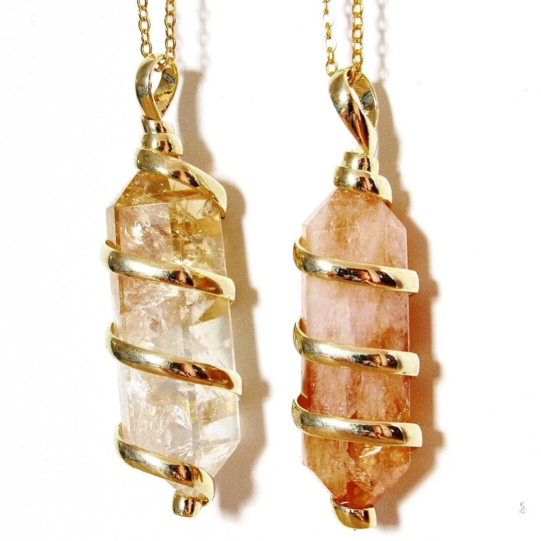 (New!) Gold Wrapped Citrine Necklaces