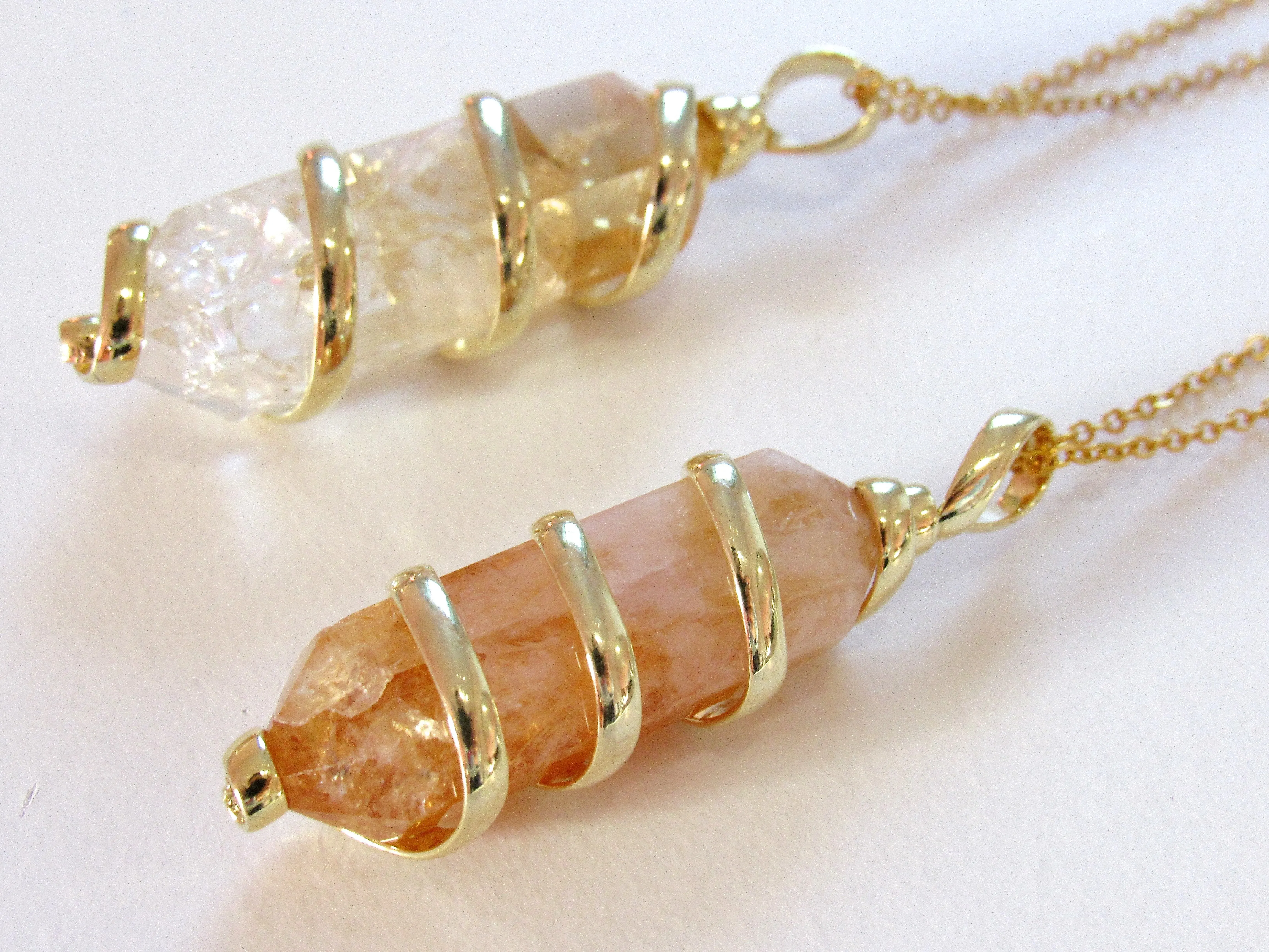 (New!) Gold Wrapped Citrine Necklaces