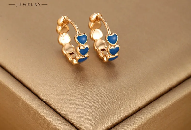 New Style 18K Gold Alloy Drop Glaze Love Earrings European and American Fashion Earrings