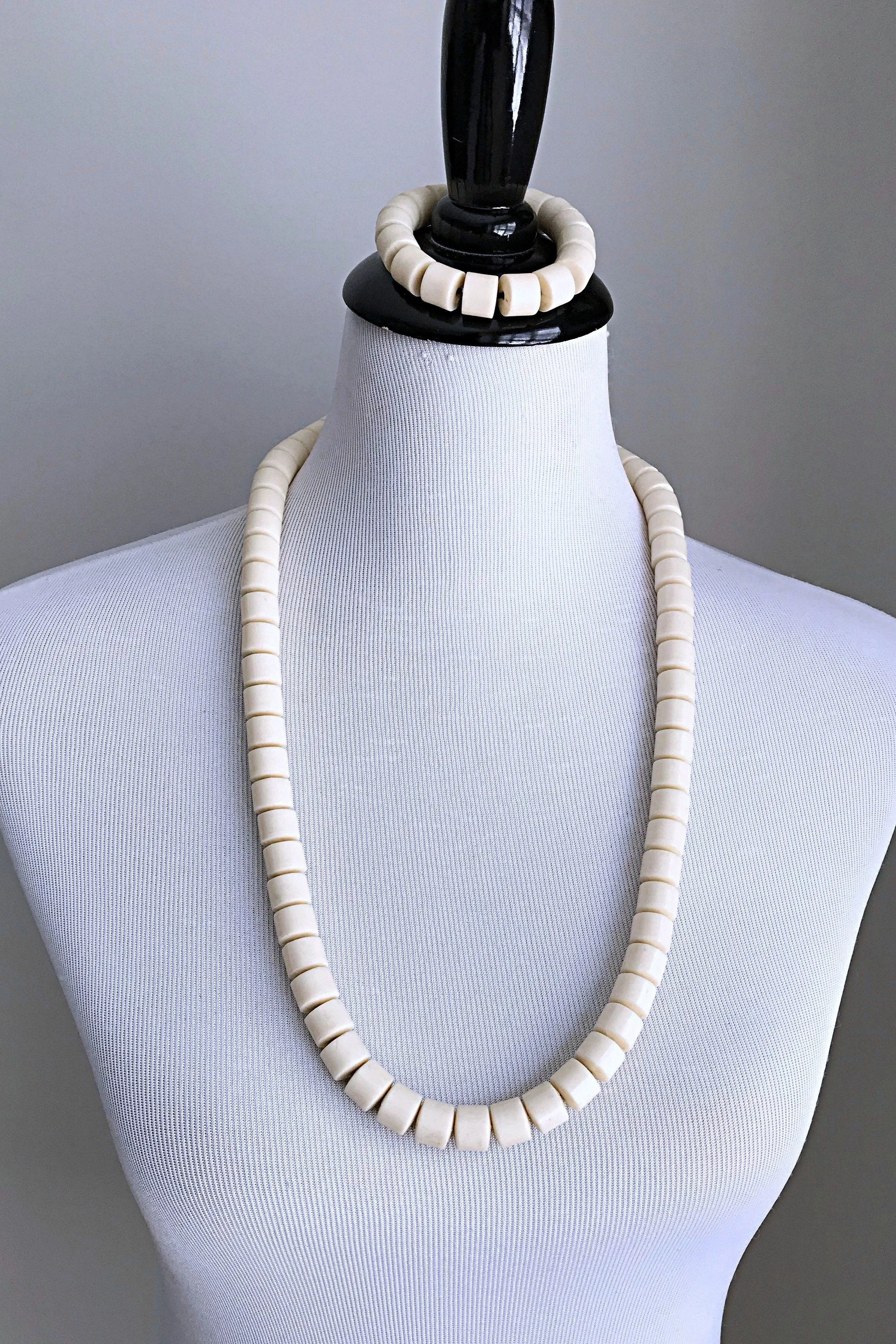 Off-White Nigerian Wedding Beads Necklace