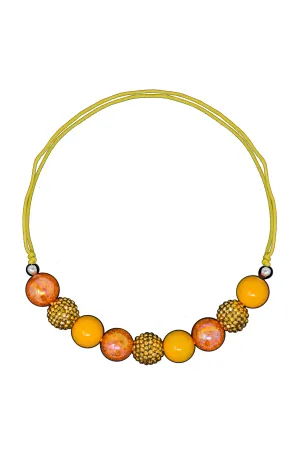 Orange & Gold Bubblegum Necklace - ADJUSTABLE