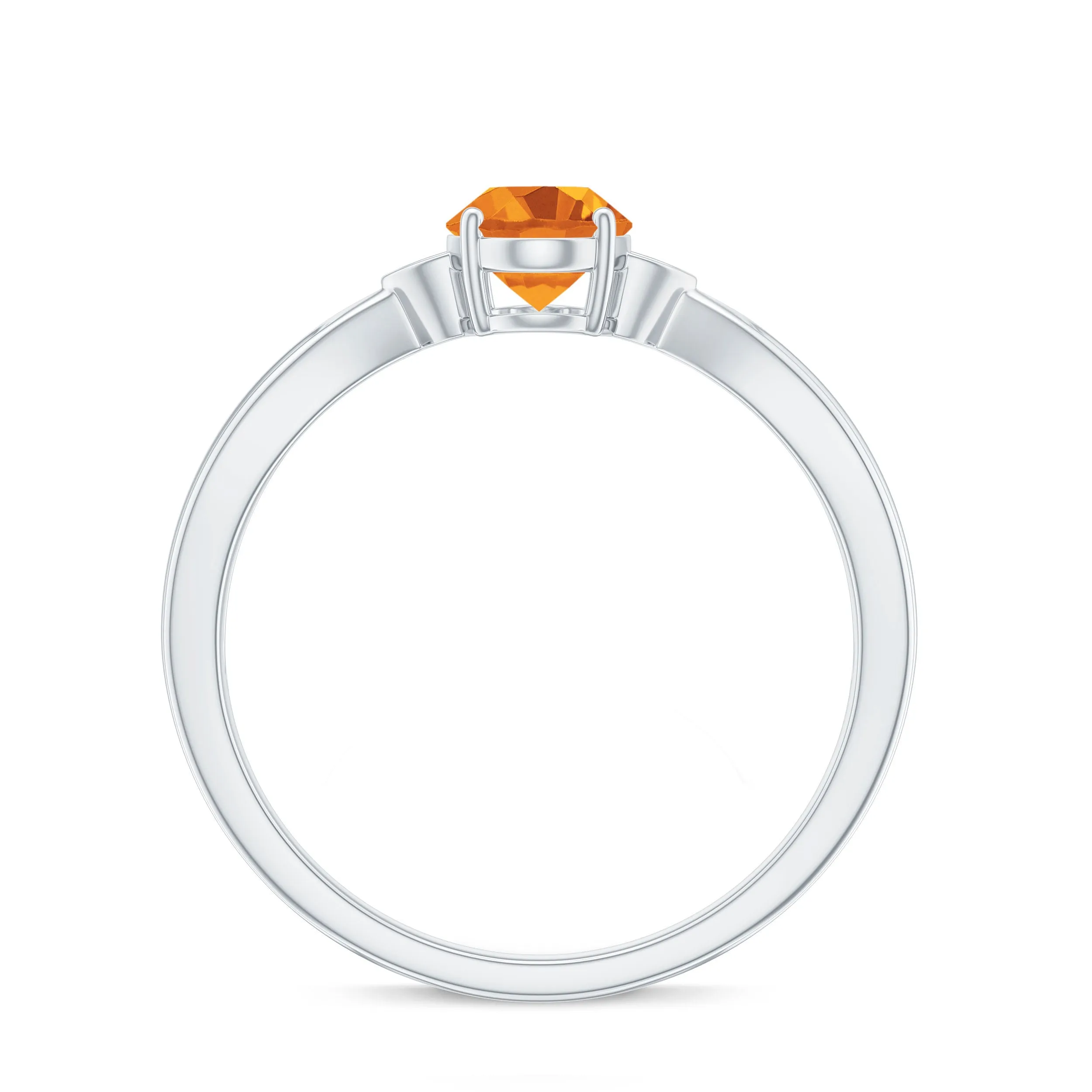 Oval Cut Real Citrine Solitaire Ring with Engraved Details