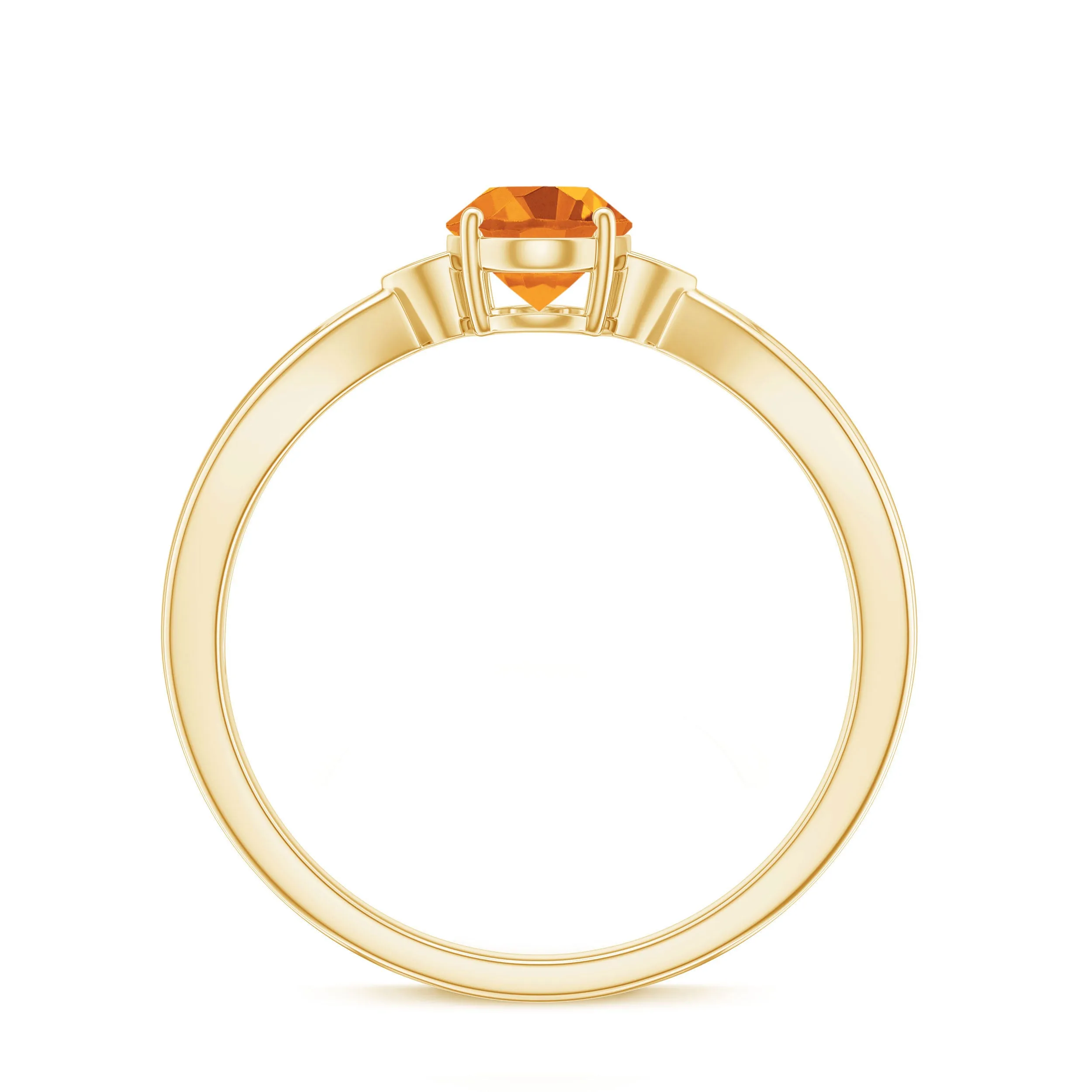 Oval Cut Real Citrine Solitaire Ring with Engraved Details