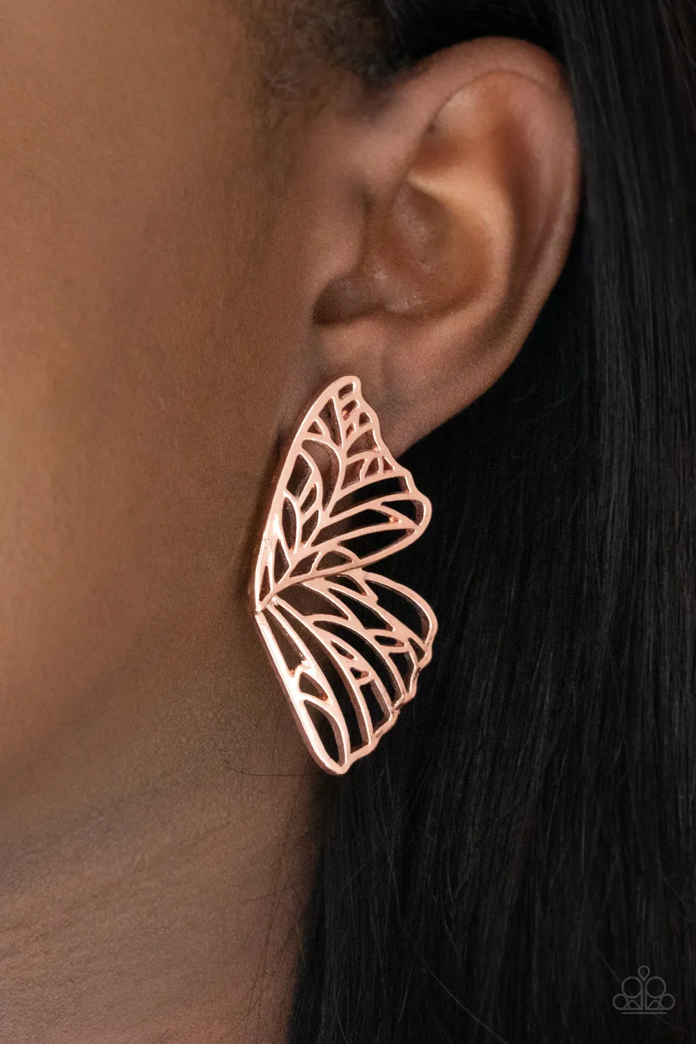 Paparazzi Butterfly Frills- Copper Earrings