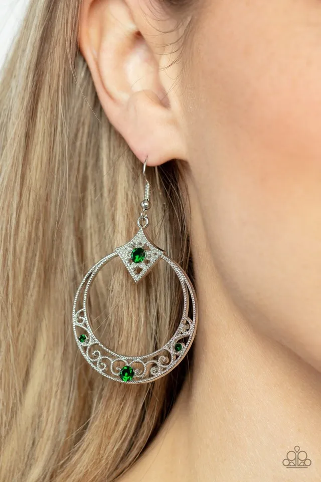 Paparazzi Earring ~ Royal Resort - Green